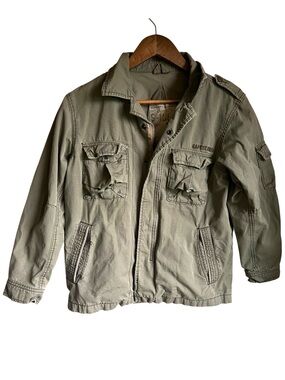 Vintage Y2K Gap Kids Large G-1969 Olive Military Field Jacket Utility Cargo 2007